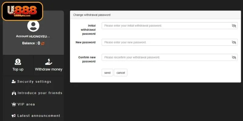 Mag withdraw sa U888 nang ligtas gamit ang tamang password