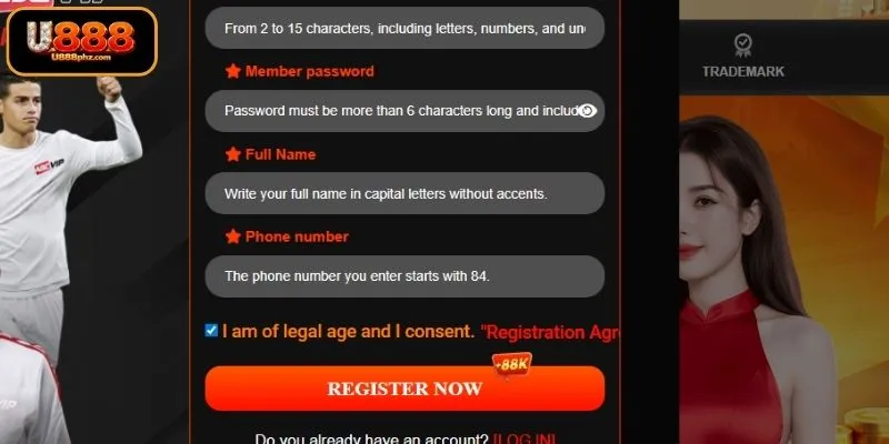 Magrehistro sa U888 para sa mabilis na paggawa ng gaming account